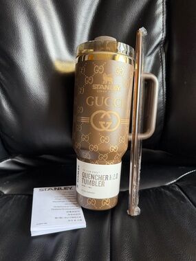 Stanley GUCCI 40oz Brown & Gold Tumbler w/ Handle